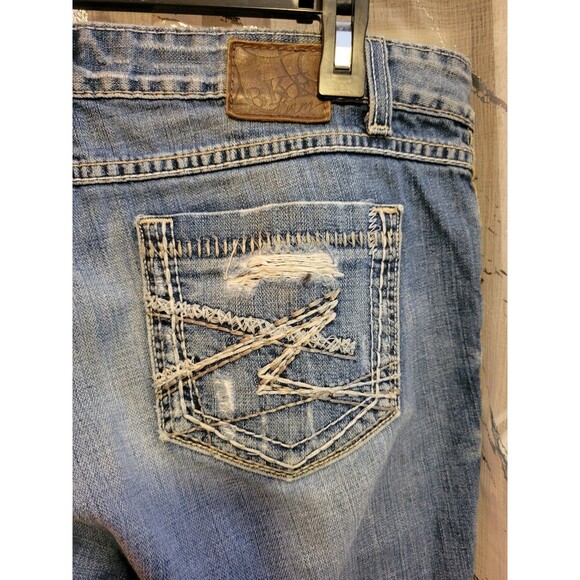 Buckle BKE Capris Jeans Women Sabrina Stretch Blue Distressed Y2K Grunge Biker - Picture 11 of 16